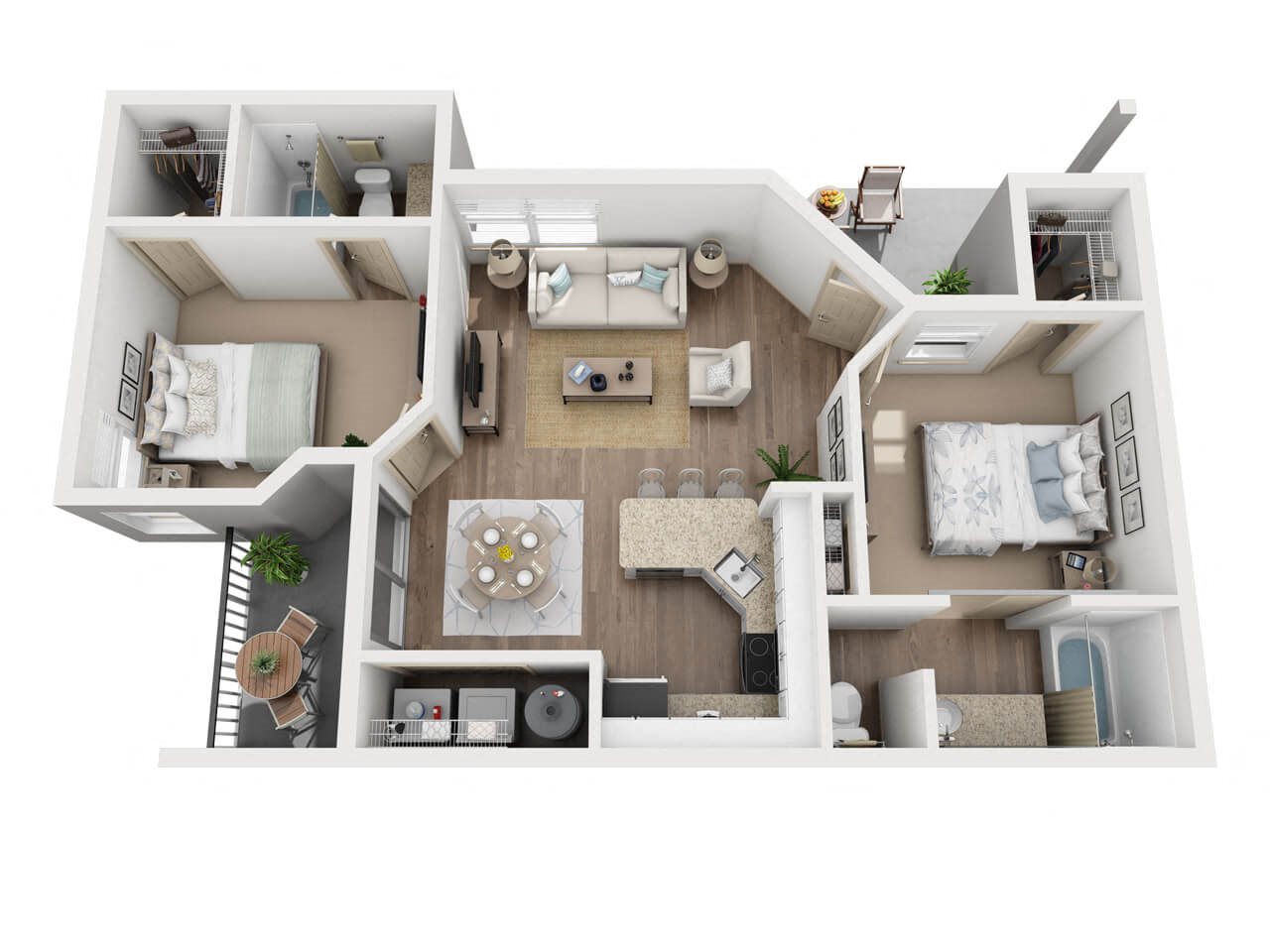 B1: 2 Bed 2 Bath floor plan